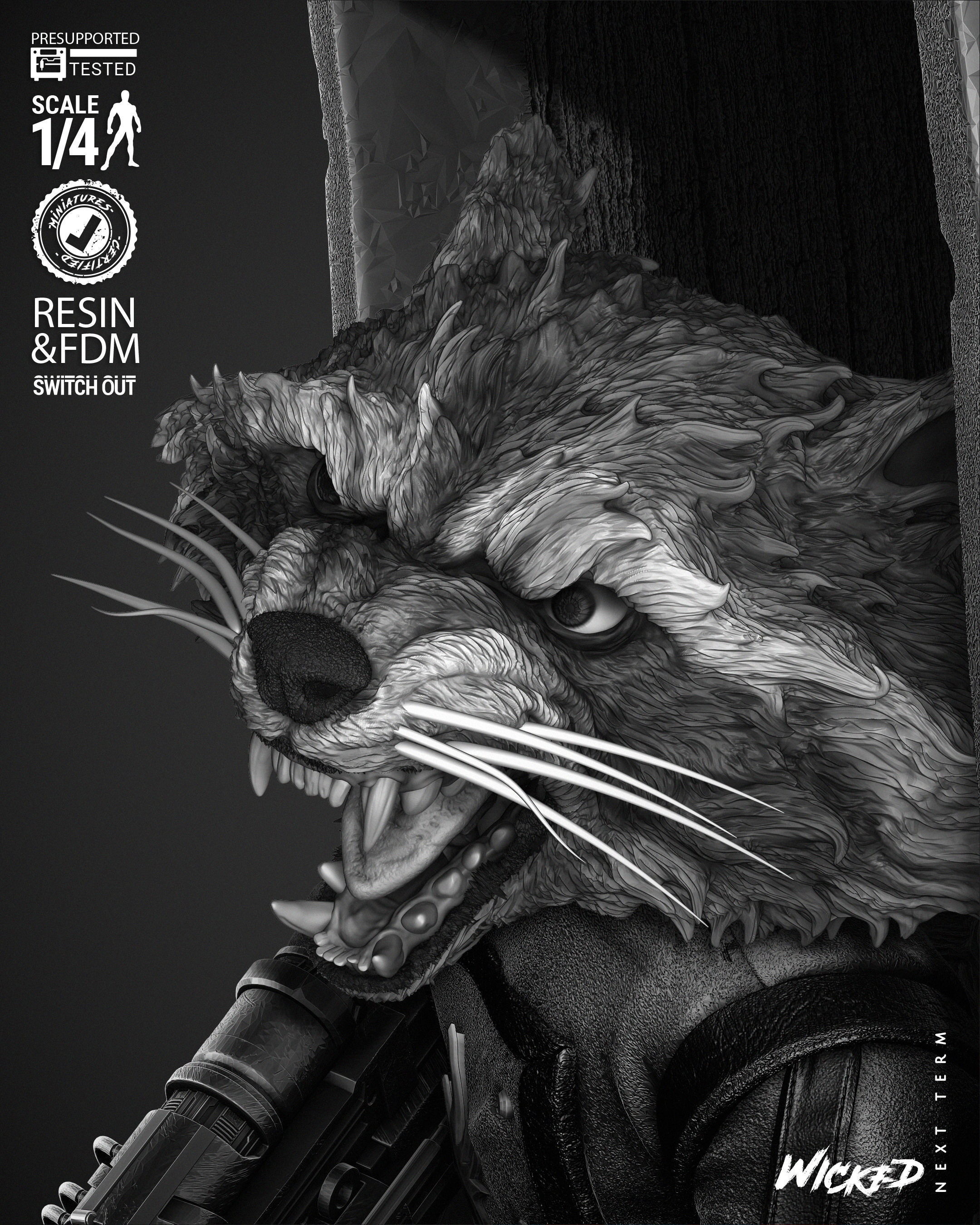 Wicked Marvel Rocket Bust Poster 3D print model_15