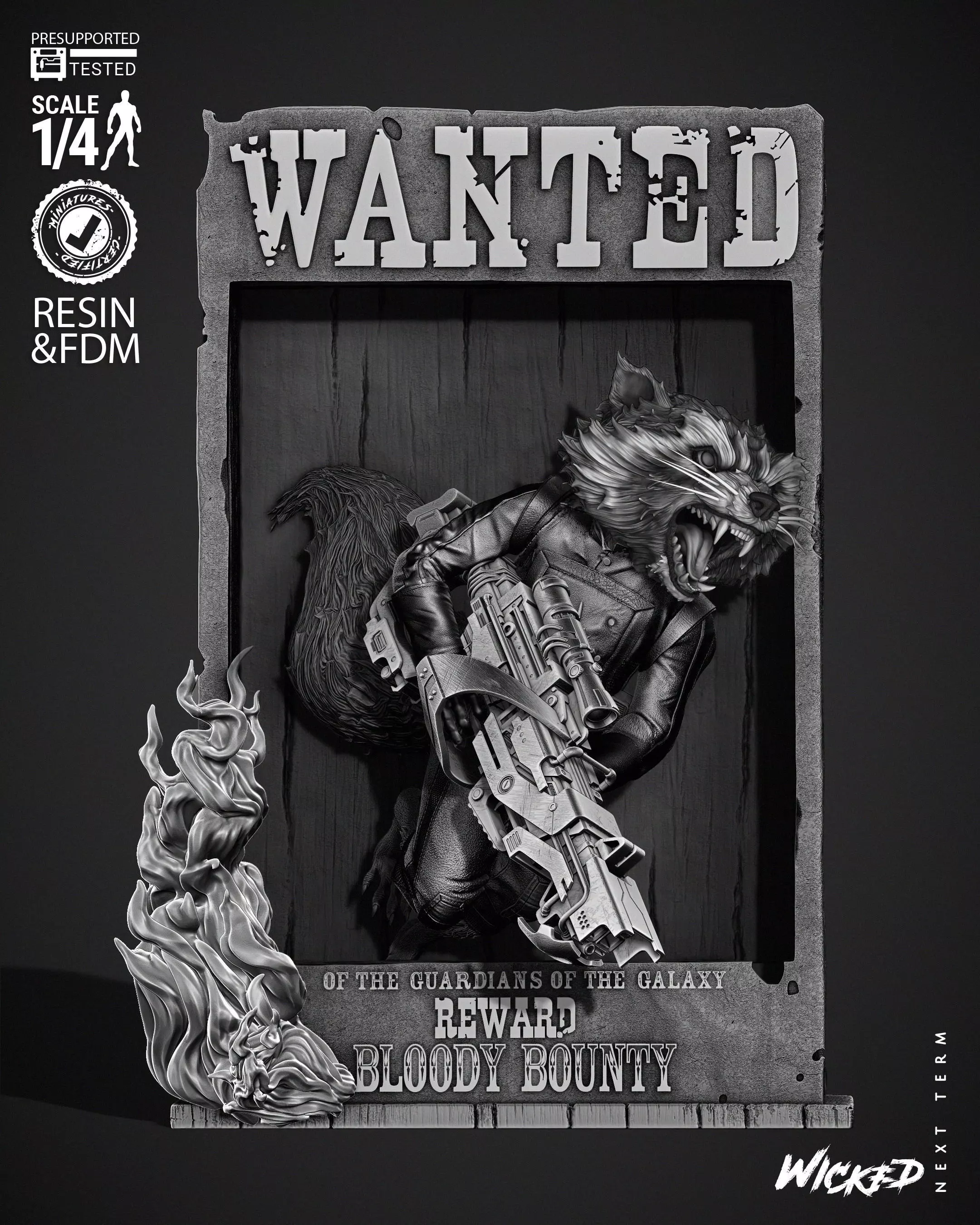 Wicked Marvel Rocket Bust Poster 3D print model_0