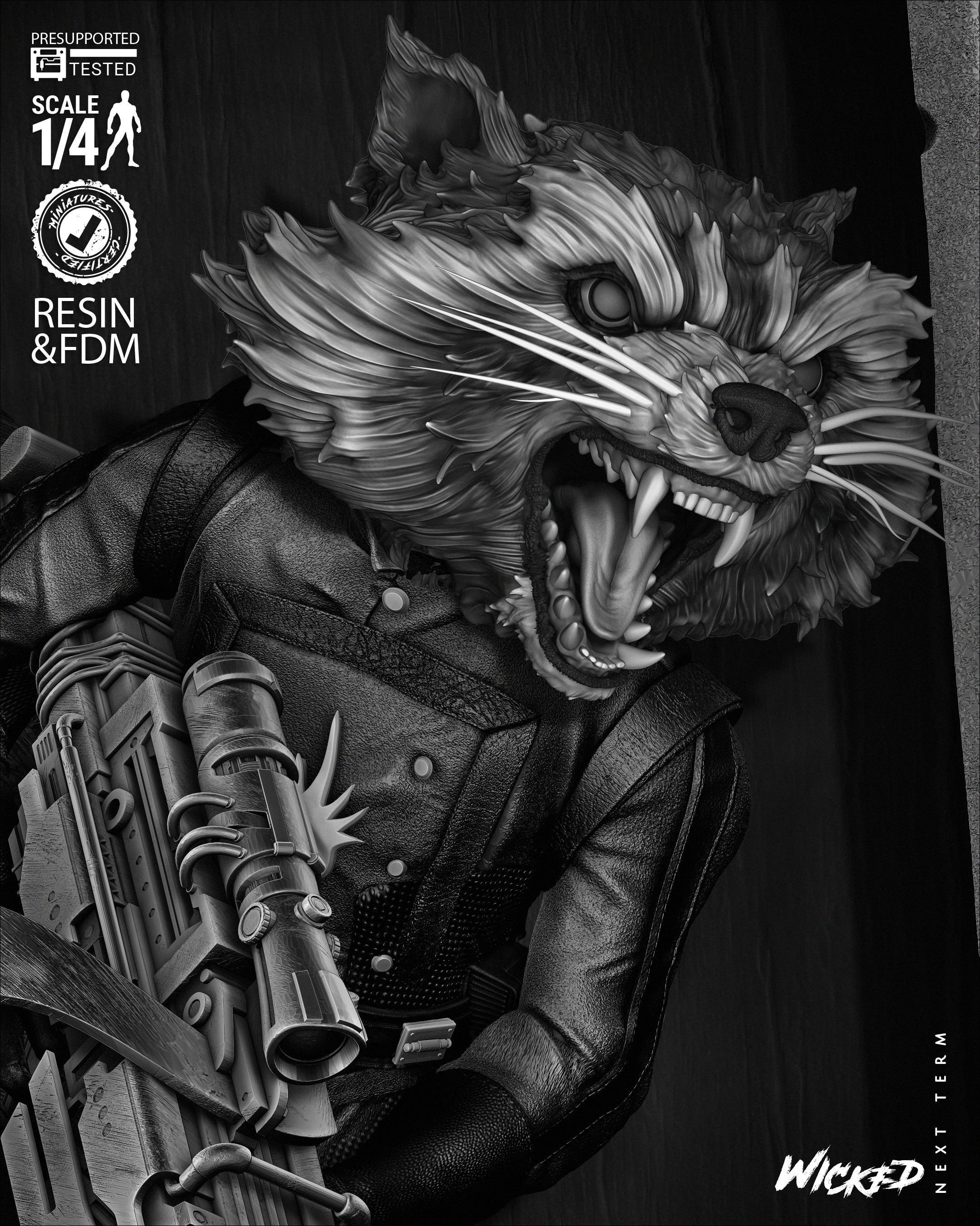 Wicked Marvel Rocket Bust Poster 3D print model_13