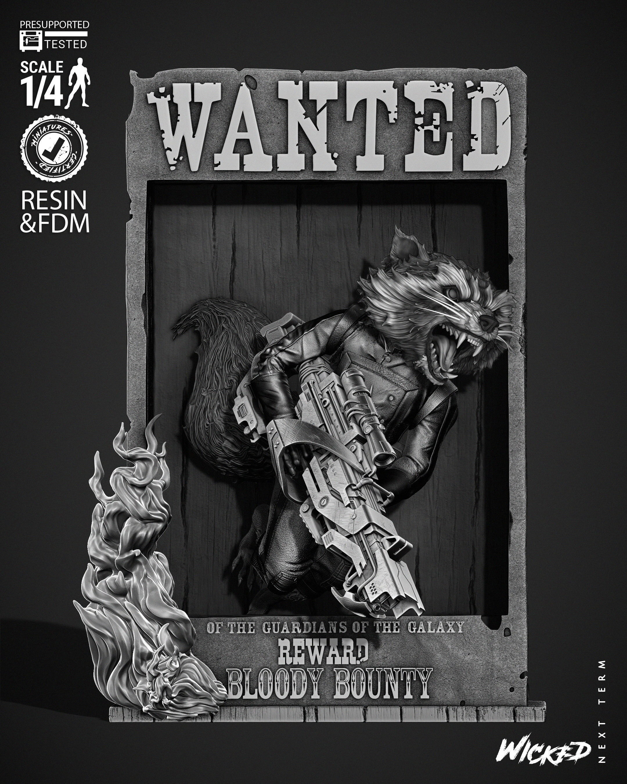 Wicked Marvel Rocket Bust Poster 3D print model_4