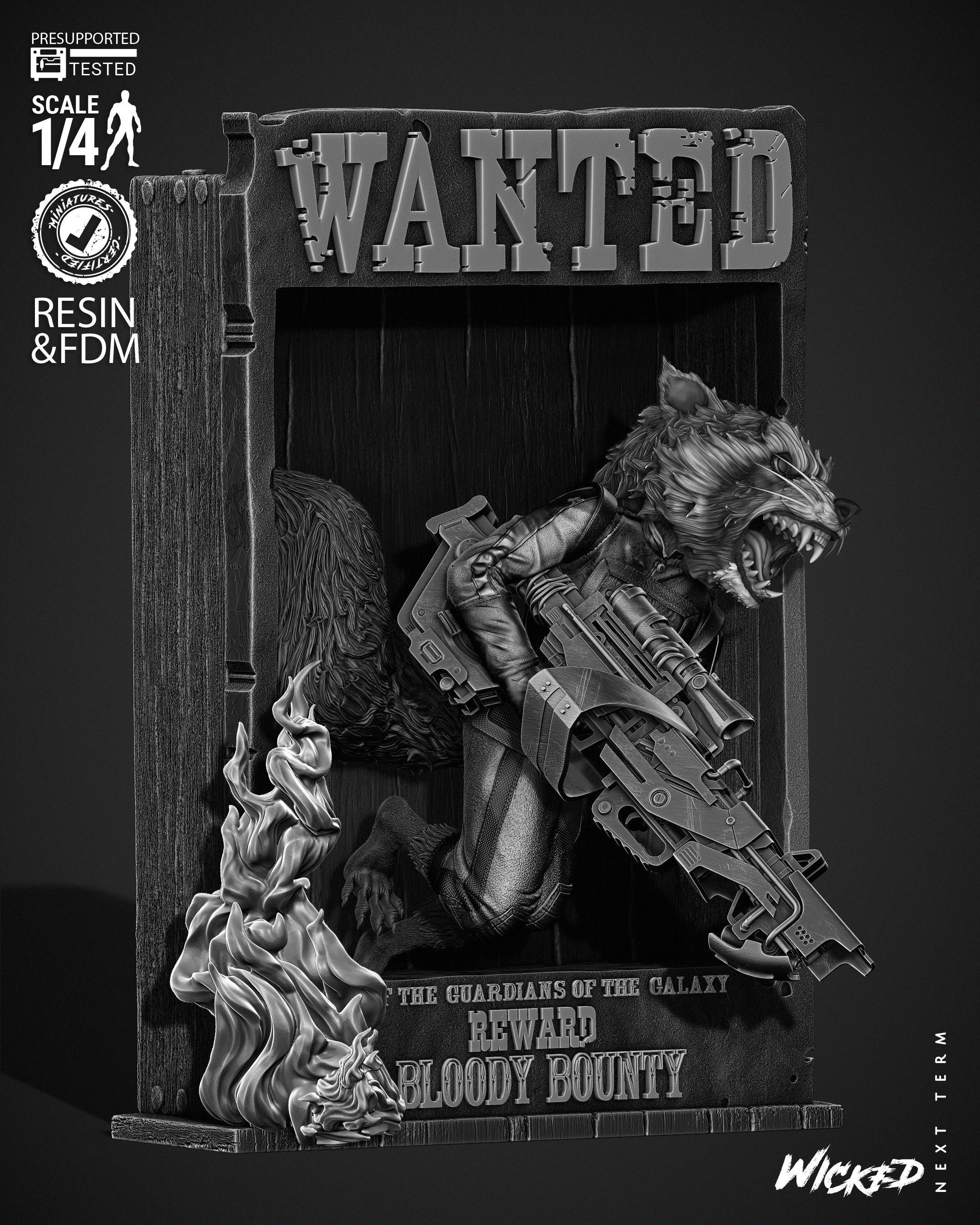 Wicked Marvel Rocket Bust Poster 3D print model_17