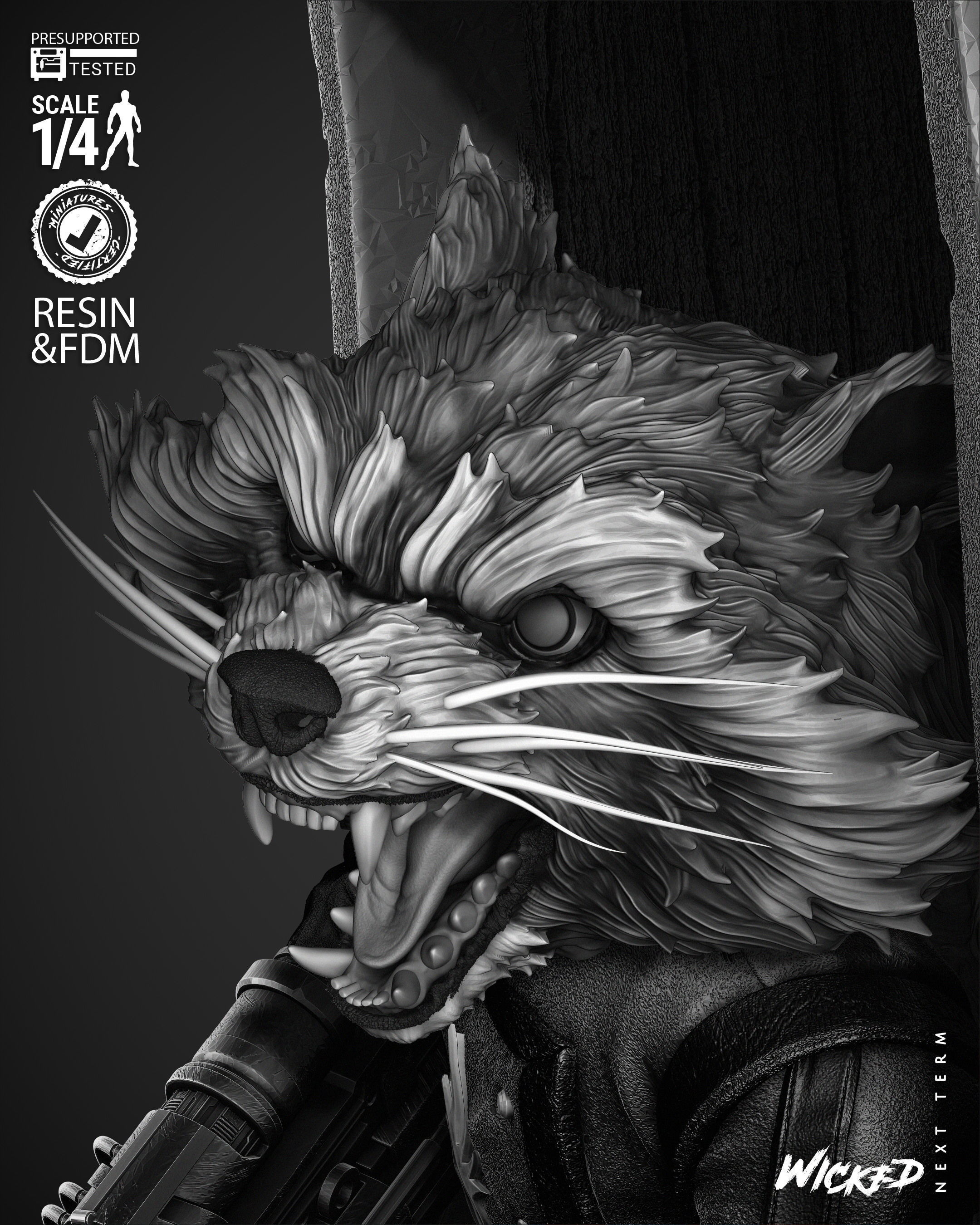 Wicked Marvel Rocket Bust Poster 3D print model_30