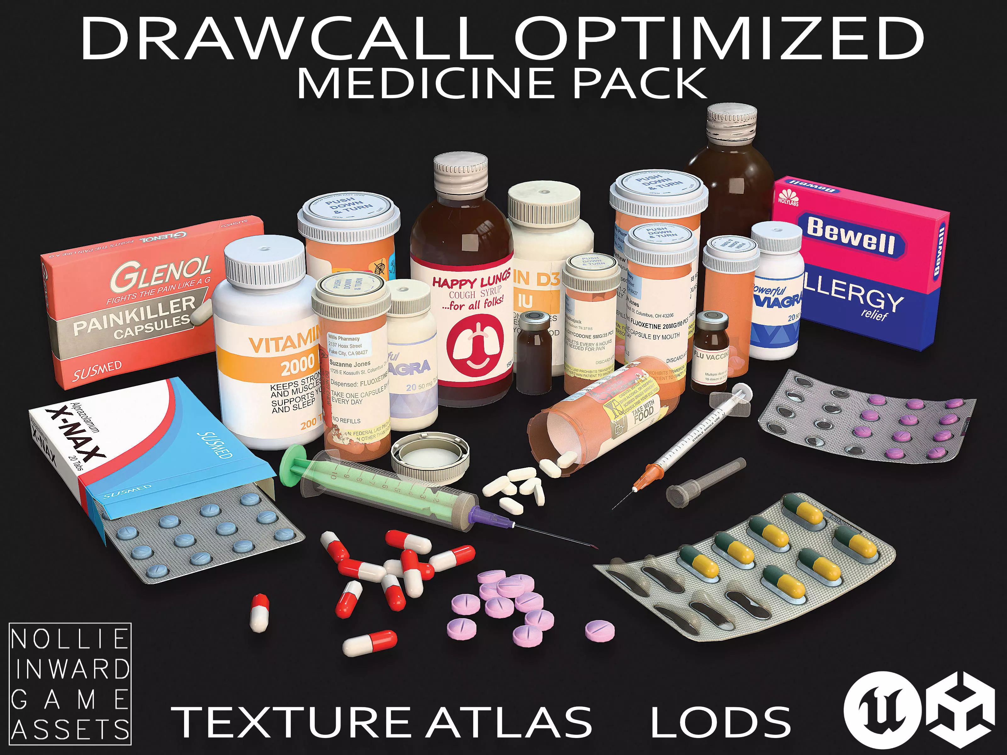 Medicine Pack - Game Ready Drawcall Optimized Low-poly 3D model_0