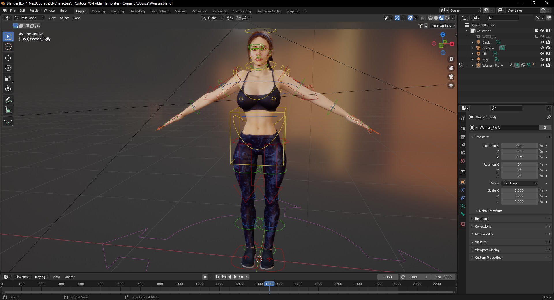 Realistic Female Athlete in Sportswear  Blender Ready Low-poly 3D model_7