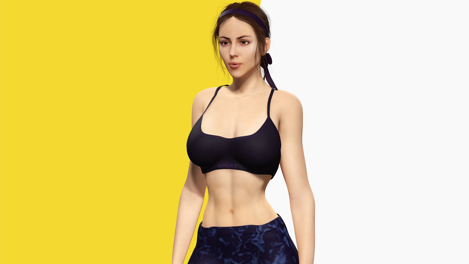 Realistic Female Athlete in Sportswear  Blender Ready Low-poly 3D model_17