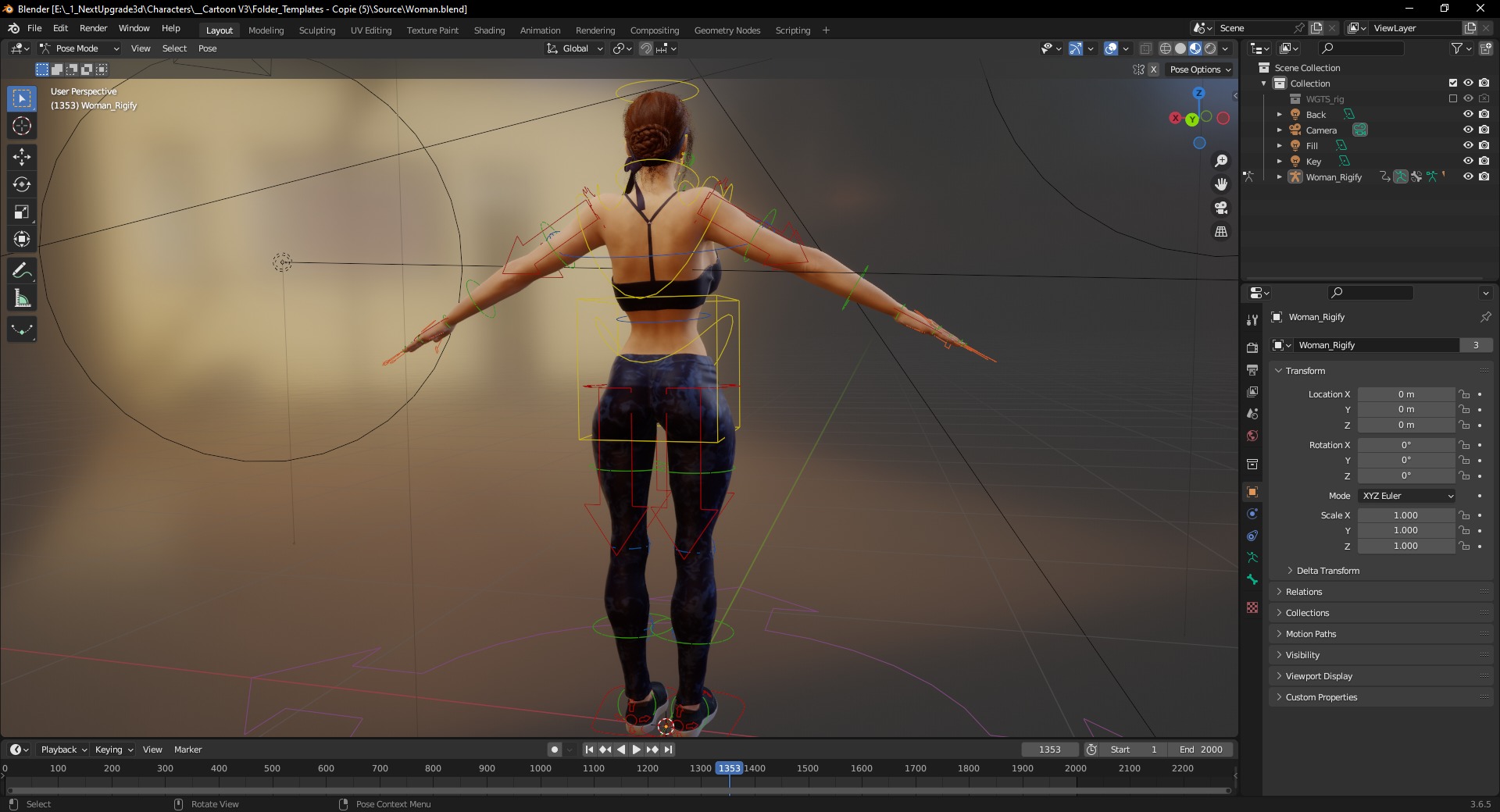 Realistic Female Athlete in Sportswear  Blender Ready Low-poly 3D model_5