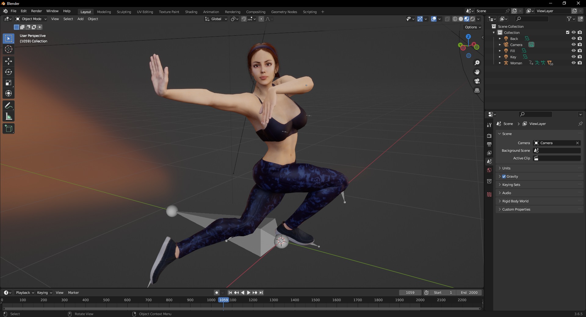 Realistic Female Athlete in Sportswear  Blender Ready Low-poly 3D model_3