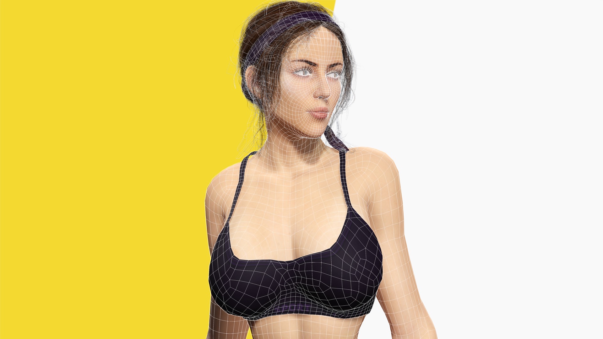 Realistic Female Athlete in Sportswear  Blender Ready Low-poly 3D model_10