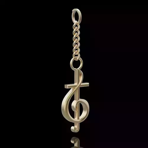 Music notation key holder  gold  printable jewelry 3D model