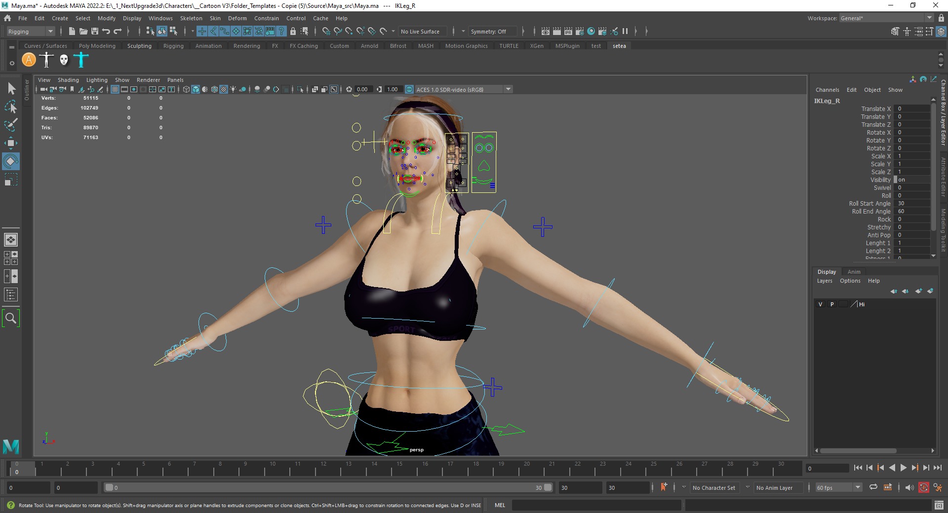 Realistic Female Athlete in Sportswear Maya Ready Low-poly 3D model_5