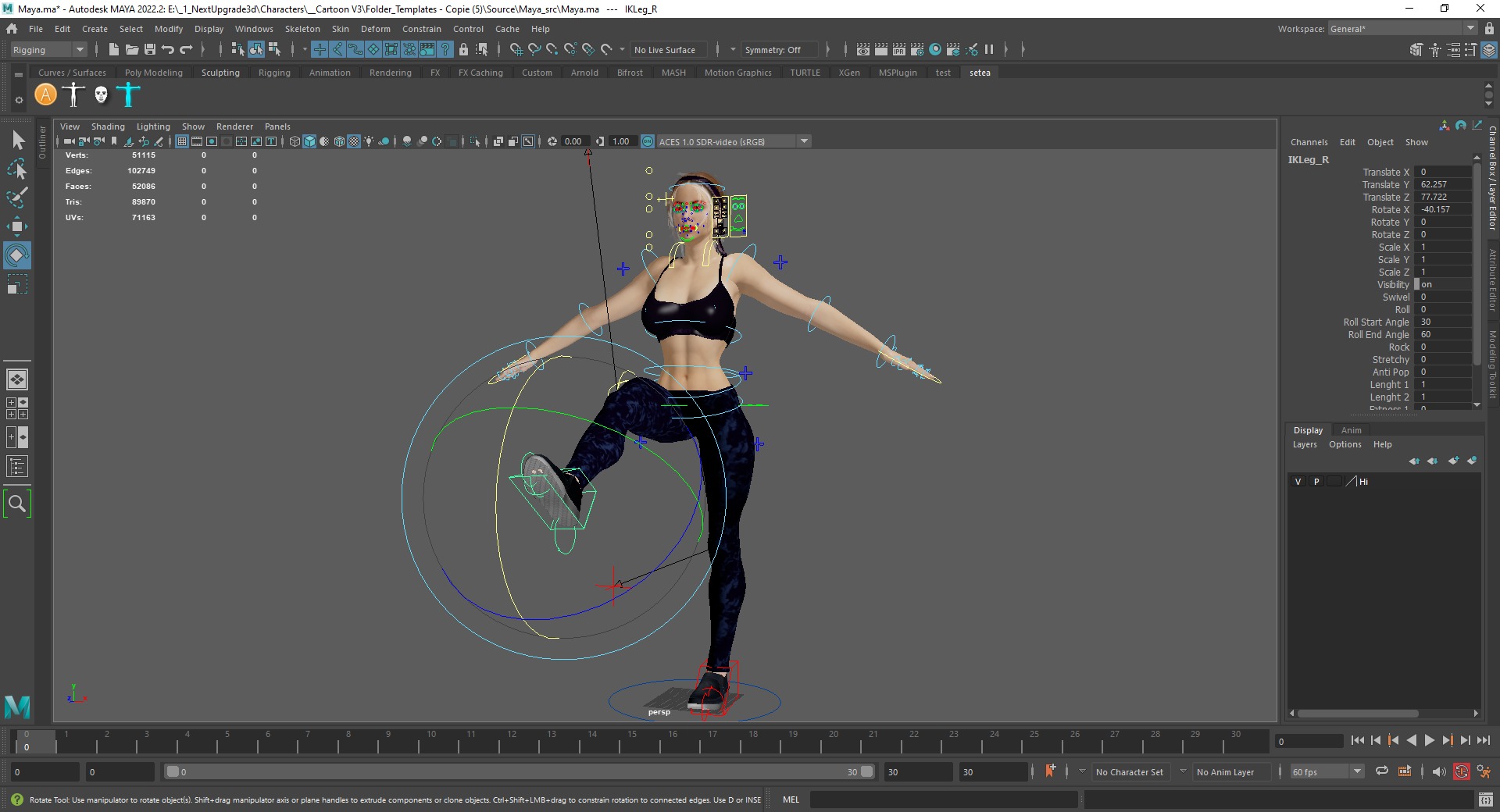 Realistic Female Athlete in Sportswear Maya Ready Low-poly 3D model_3
