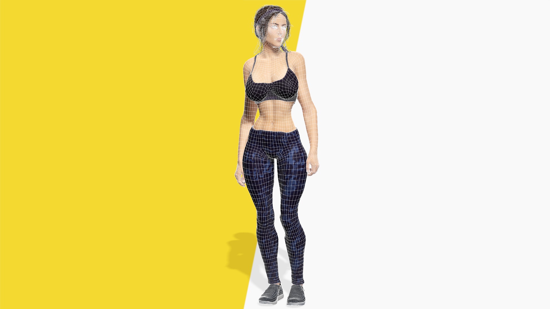 Realistic Female Athlete in Sportswear Maya Ready Low-poly 3D model_11