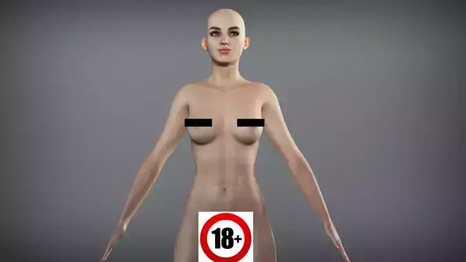 Realistic Nude Female Character - Mikka Low-poly 3D model