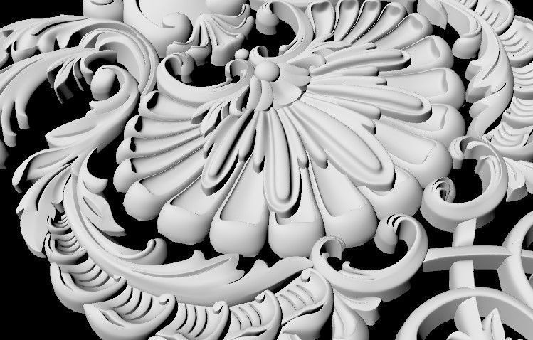 Central decor ornament for furniture 3D model_3