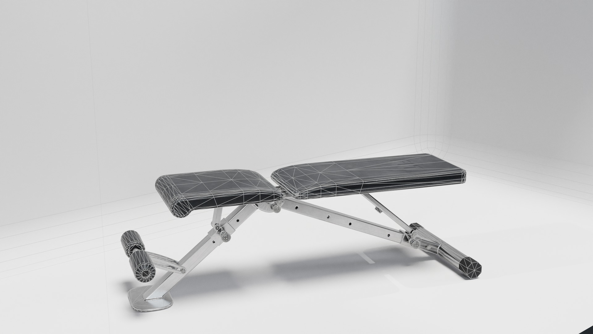 Gym Weight Bench Low-poly 3D model_8