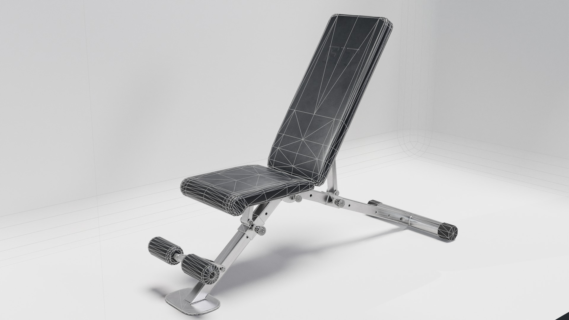 Gym Weight Bench Low-poly 3D model_9