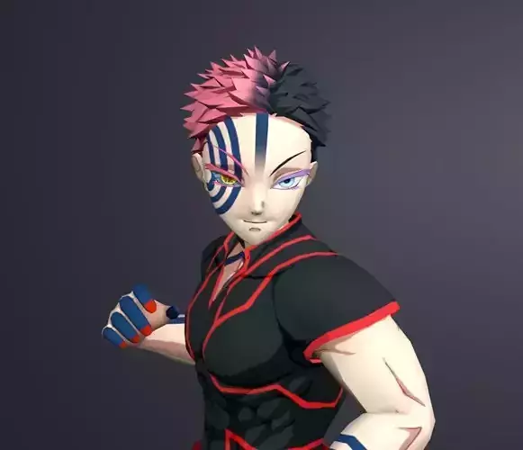 akaza half human 3D model