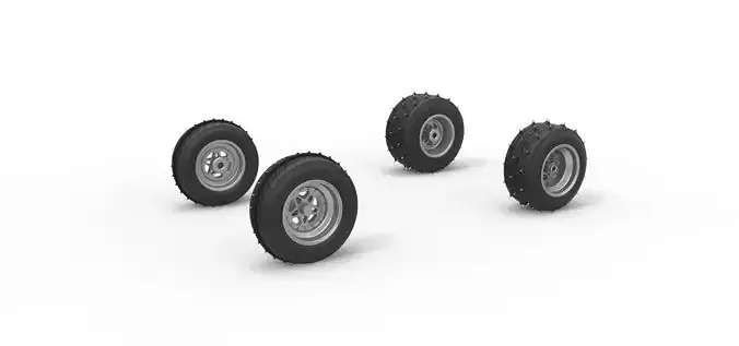 Wheel set of Ice Sprint car Scale 1 to 25