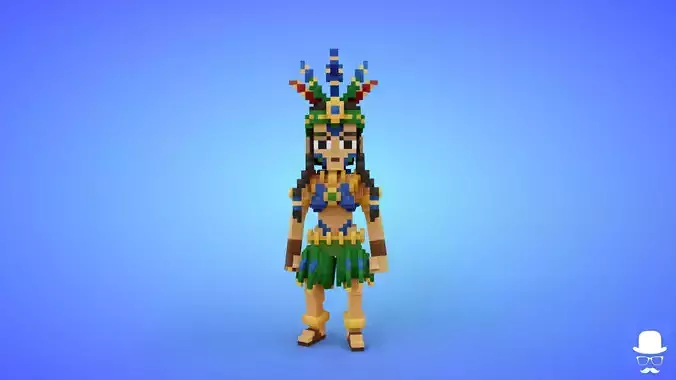 Amazon Warrior Female Voxel Character - 3D Lowpoly Model Low-poly 3D model