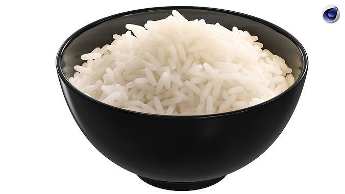Cooked Bowl of Rice 3D model 2