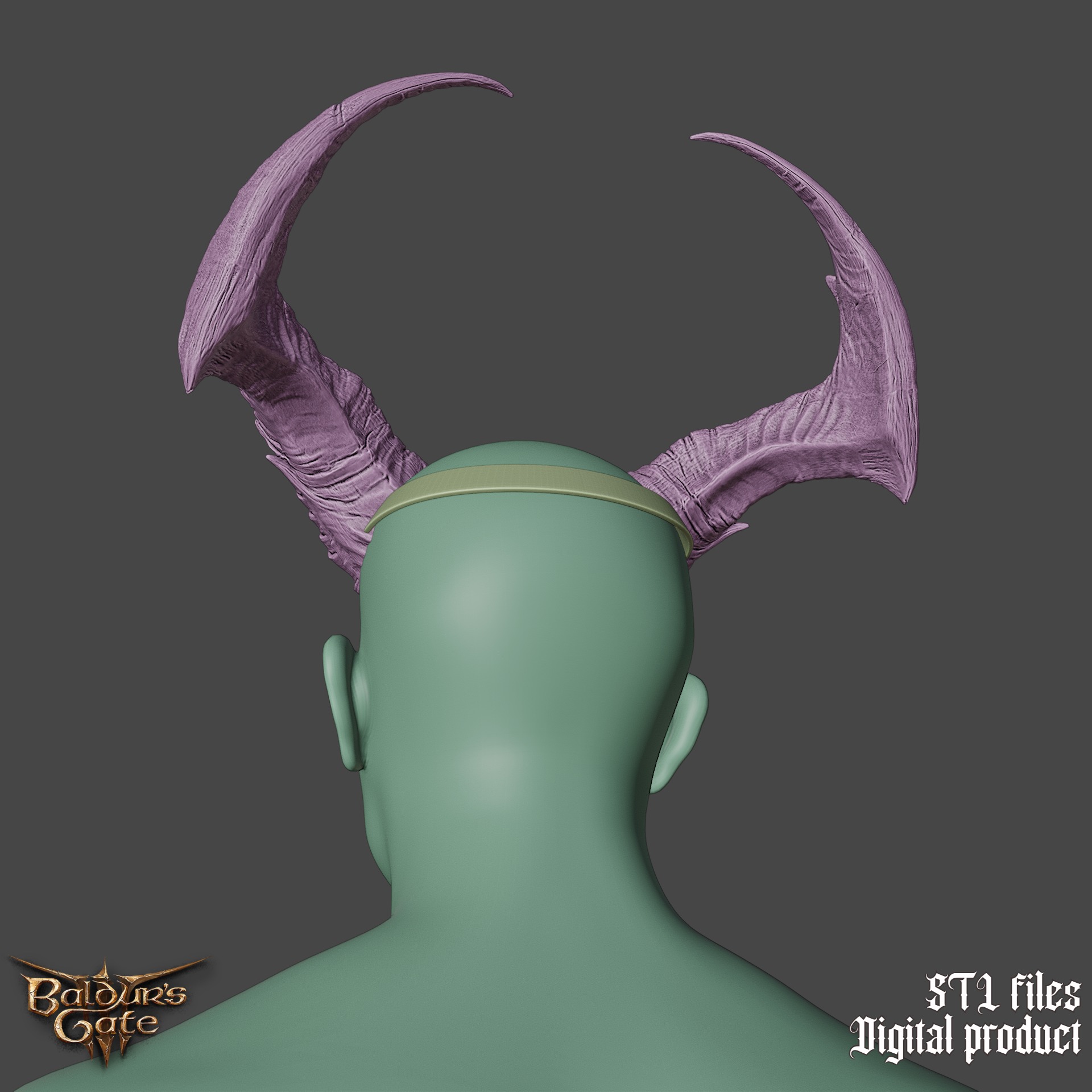 Fantasy Tiefling General Horns Set Baldurs Gate 3 3D print model_9