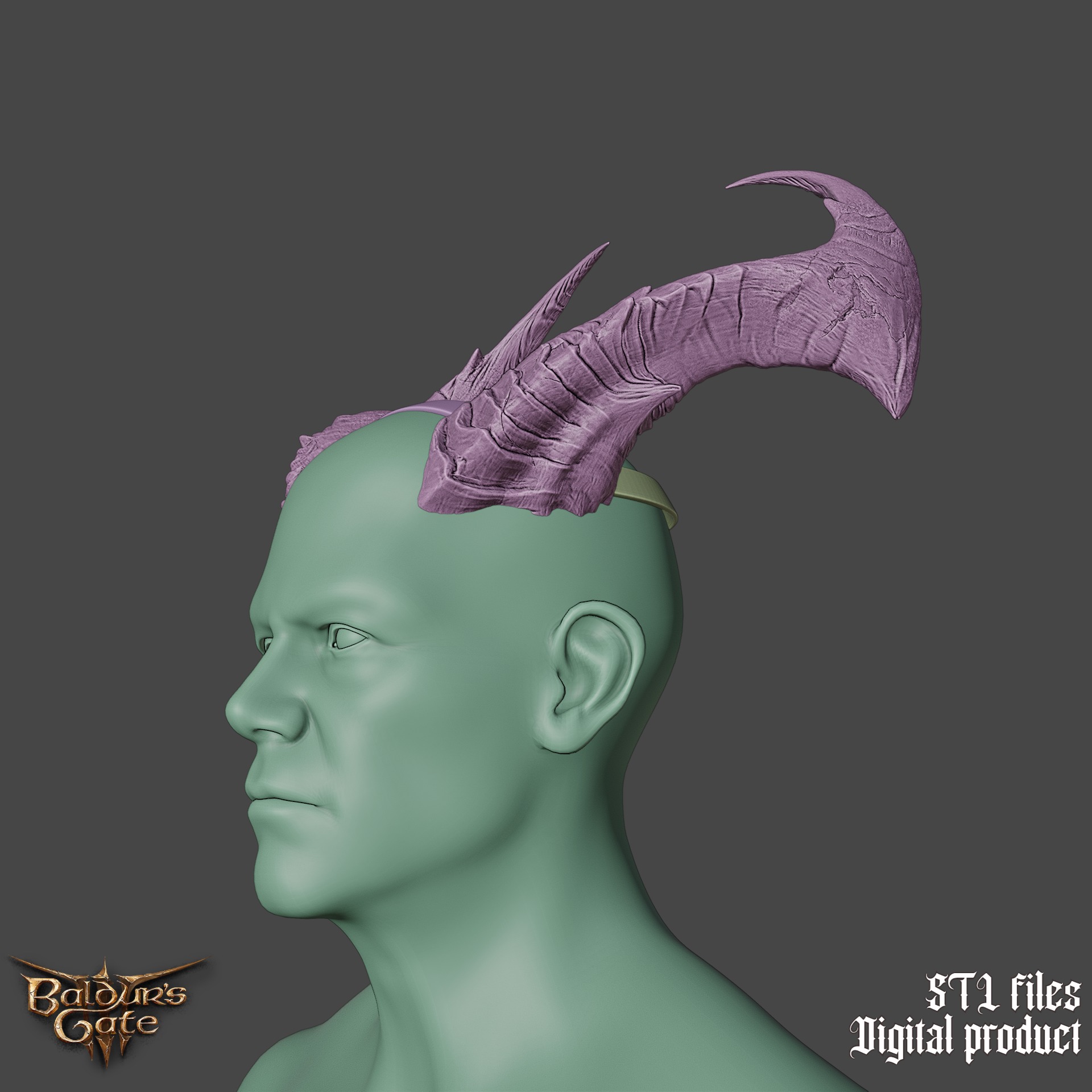 Fantasy Tiefling General Horns Set Baldurs Gate 3 3D print model_8