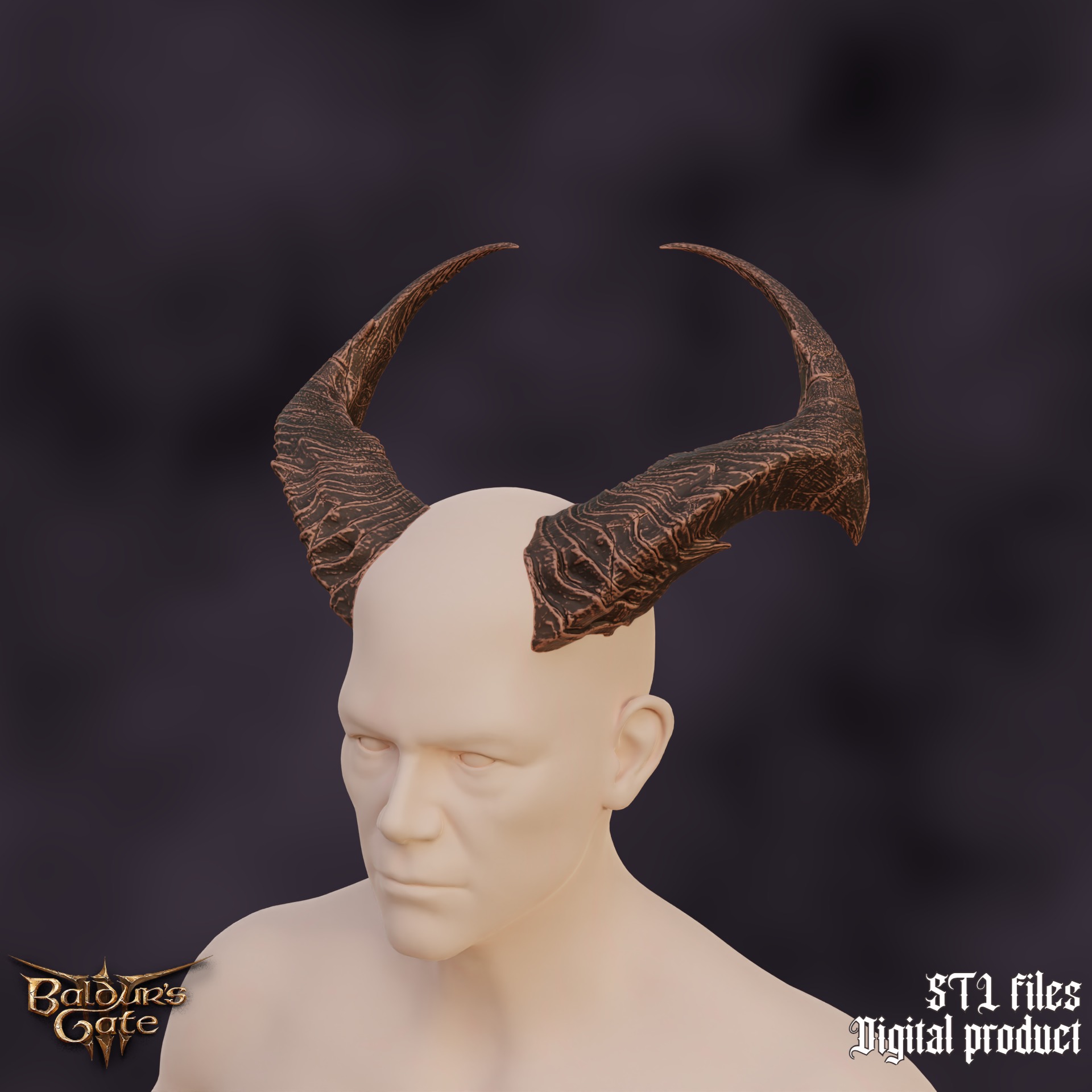 Fantasy Tiefling General Horns Set Baldurs Gate 3 3D print model_2