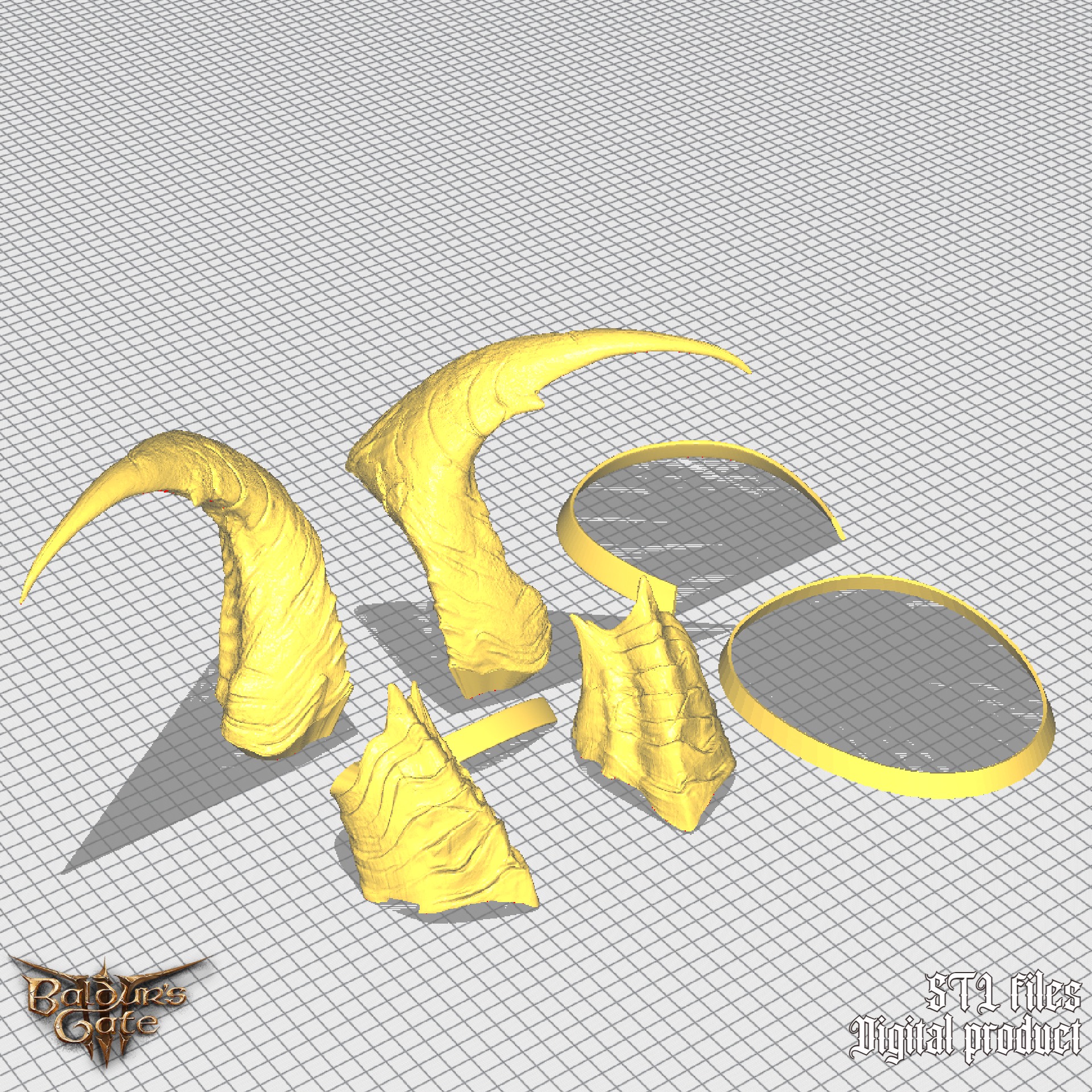 Fantasy Tiefling General Horns Set Baldurs Gate 3 3D print model_10