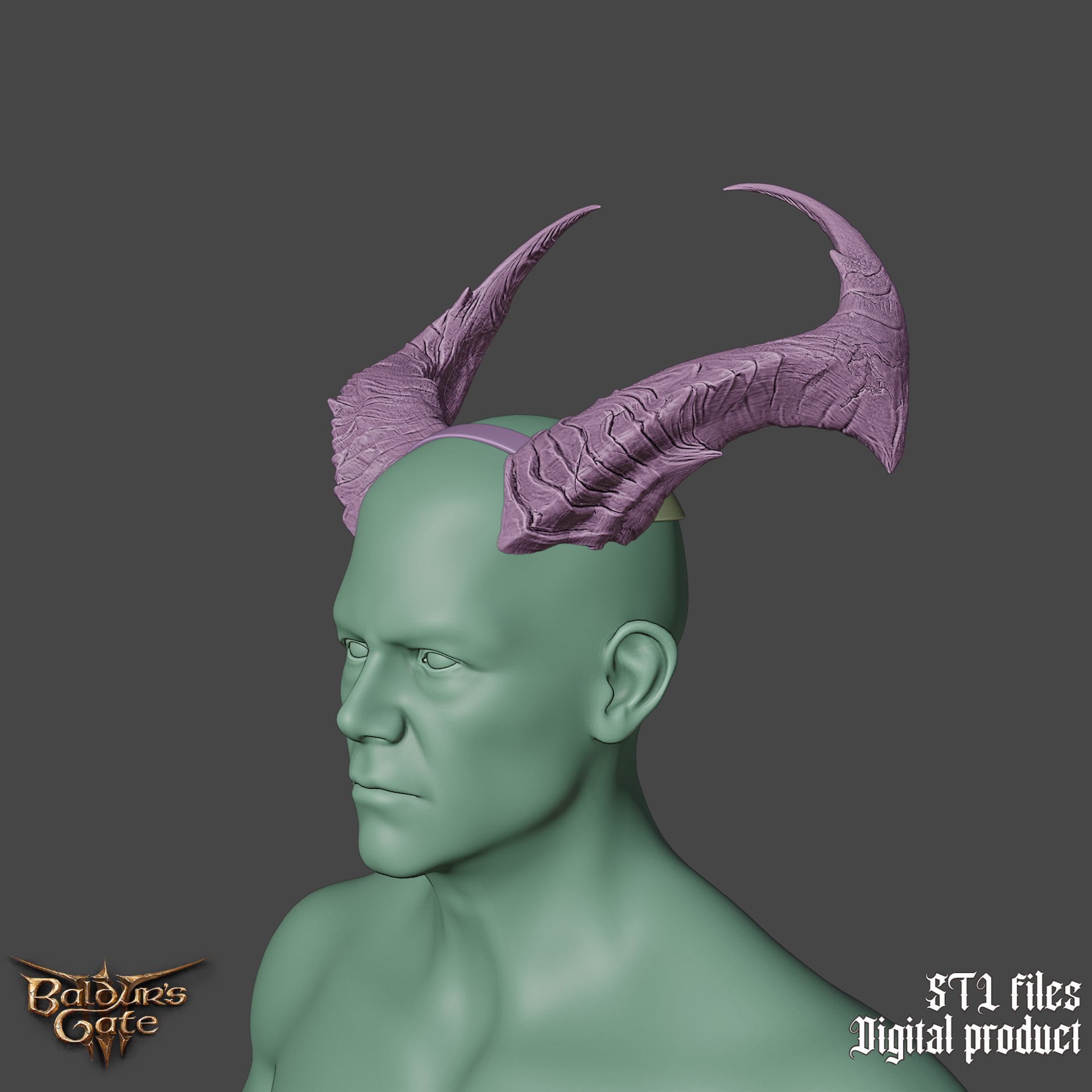 Fantasy Tiefling General Horns Set Baldurs Gate 3 3D print model_7