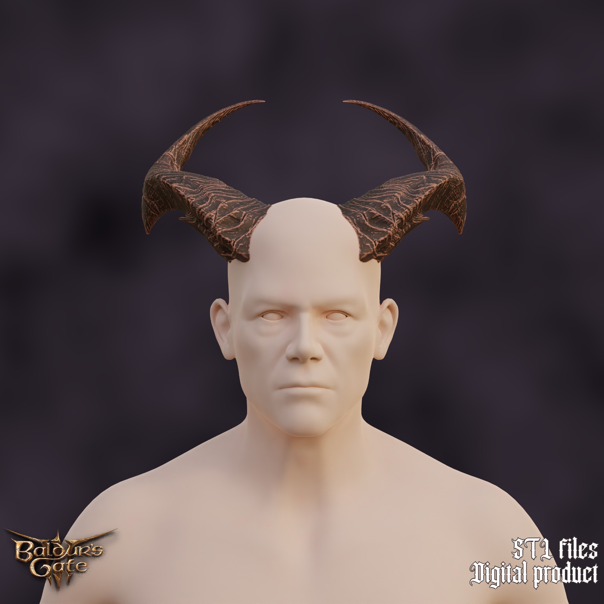 Fantasy Tiefling General Horns Set Baldurs Gate 3 3D print model_1