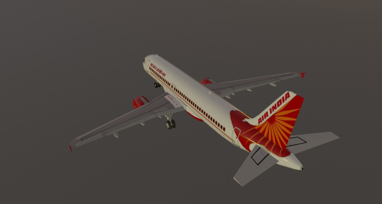 Air India airbus a320-214 low poly 3d model  Low-poly 3D model_3