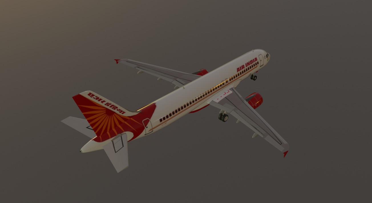Air India airbus a320-214 low poly 3d model  Low-poly 3D model_5