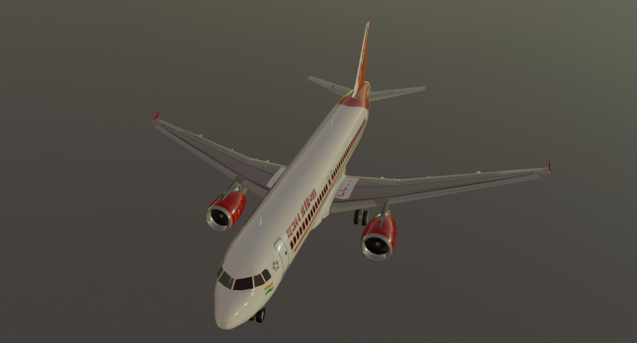 Air India airbus a320-214 low poly 3d model  Low-poly 3D model_10