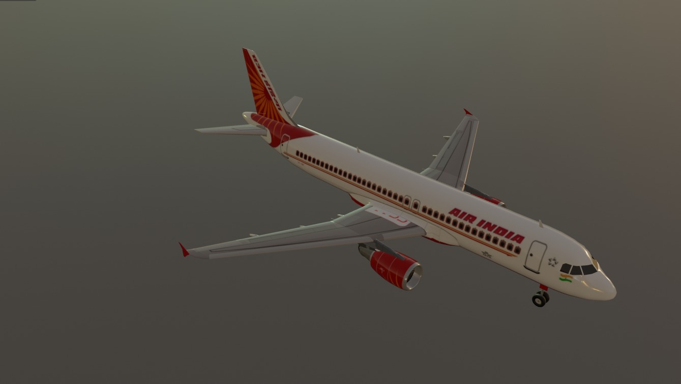 Air India airbus a320-214 low poly 3d model  Low-poly 3D model_8