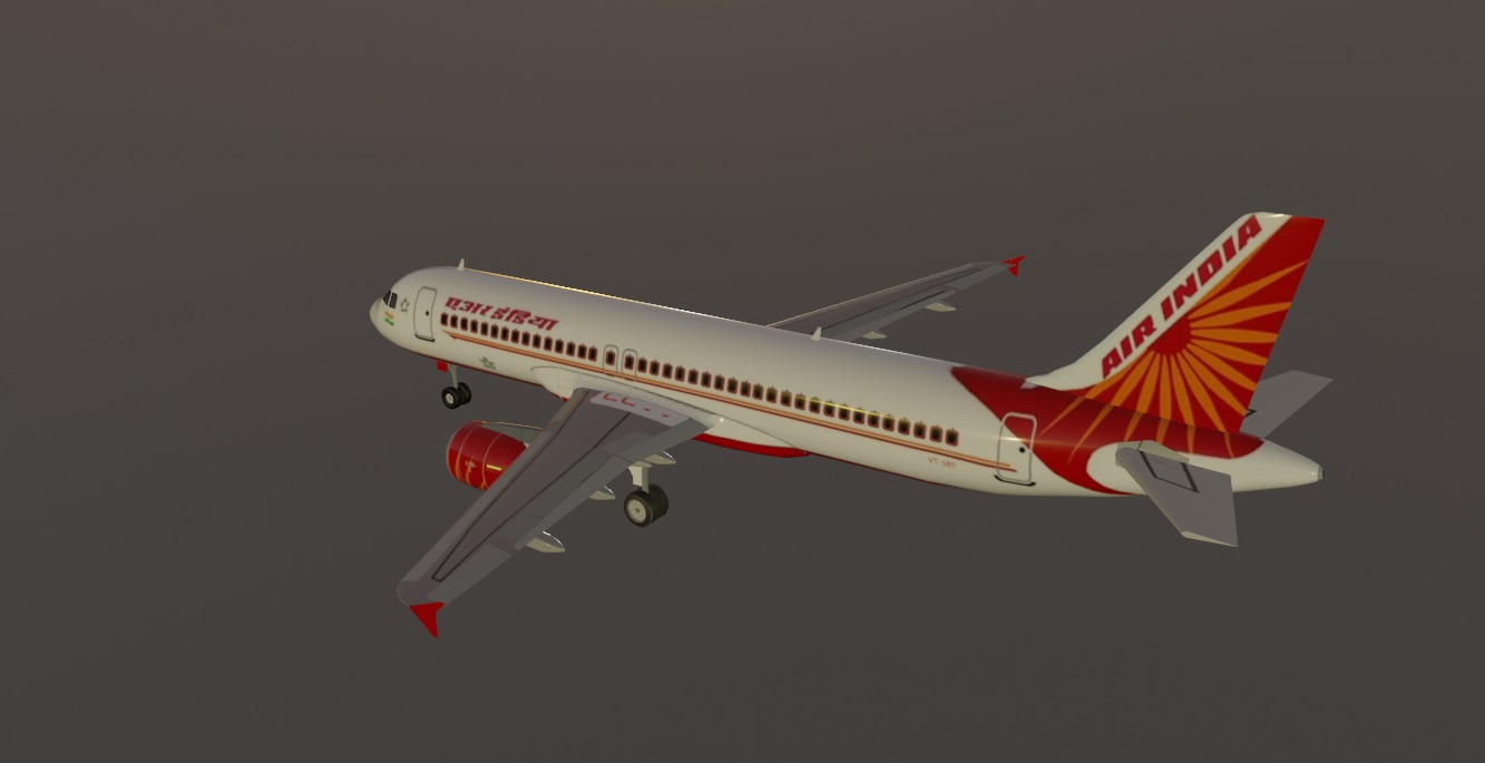 Air India airbus a320-214 low poly 3d model  Low-poly 3D model_2