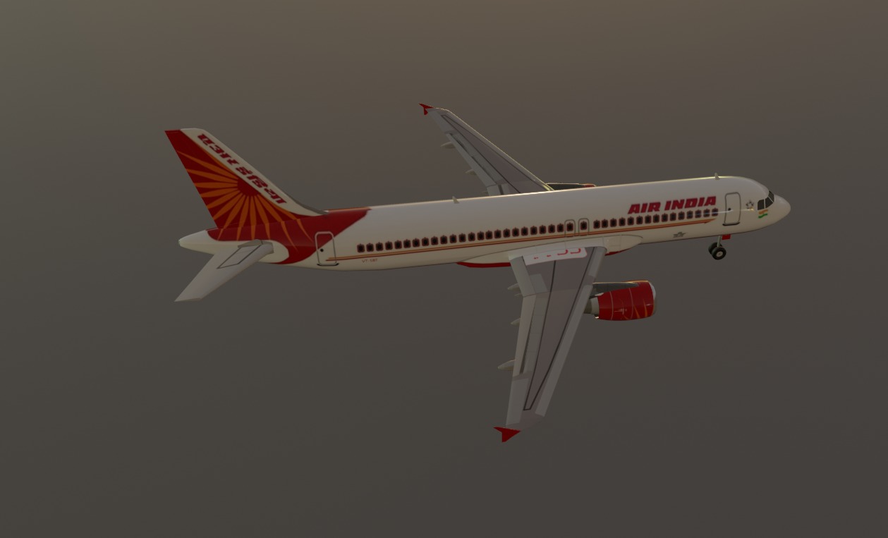 Air India airbus a320-214 low poly 3d model  Low-poly 3D model_6