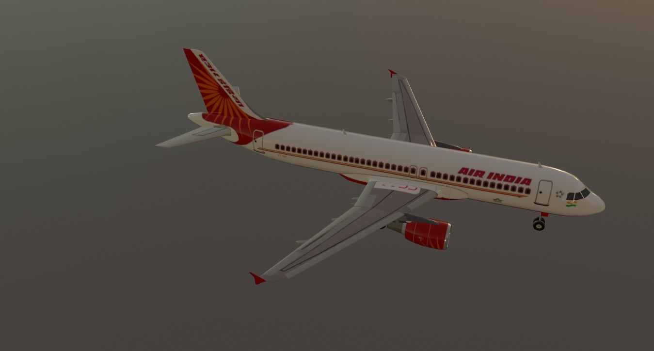 Air India airbus a320-214 low poly 3d model  Low-poly 3D model_7