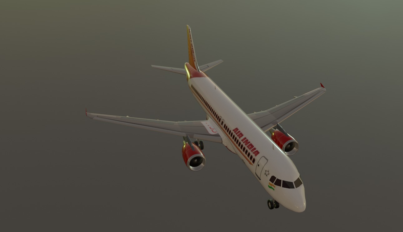 Air India airbus a320-214 low poly 3d model  Low-poly 3D model_9