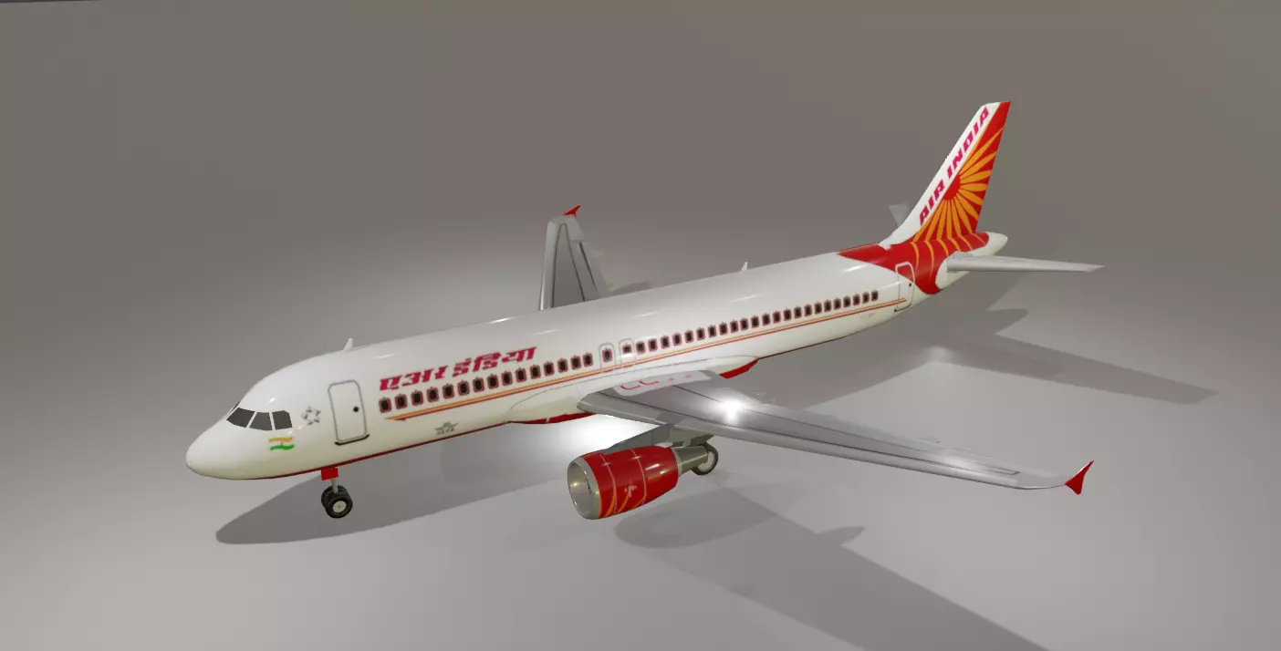 Air India airbus a320-214 low poly 3d model  Low-poly 3D model_0