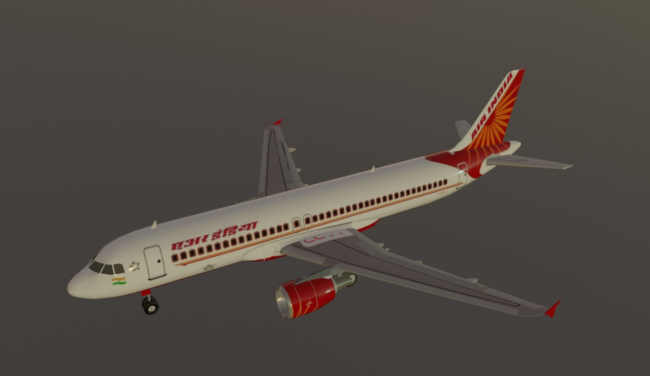 Air India airbus a320-214 low poly 3d model  Low-poly 3D model_11