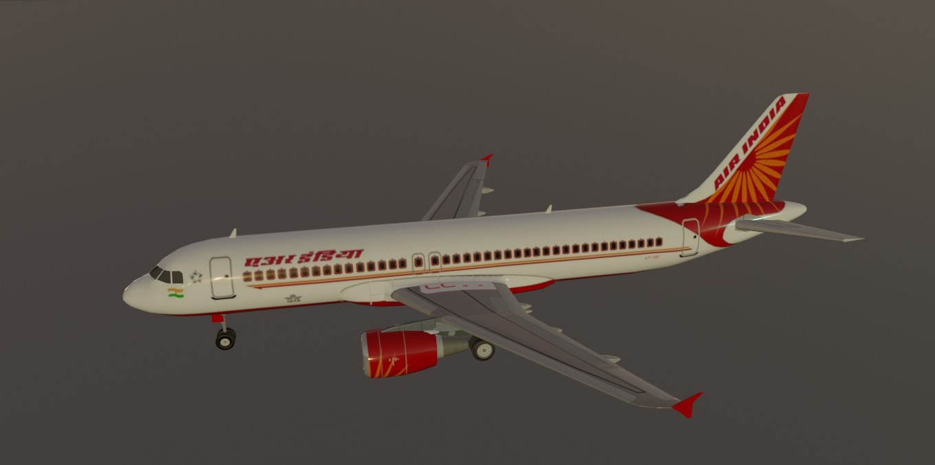 Air India airbus a320-214 low poly 3d model  Low-poly 3D model_1