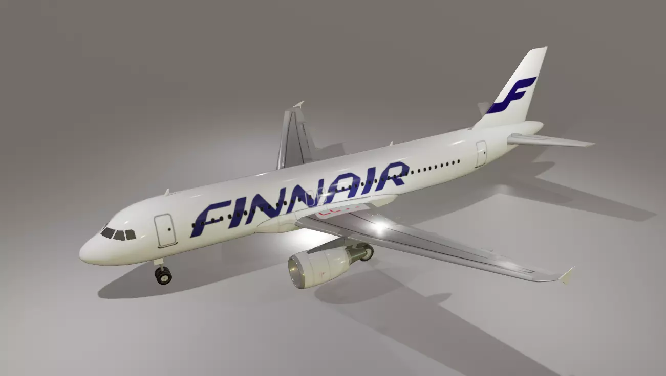 Finnair airbus a320-214 low poly 3d model Low-poly 3D model
