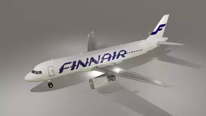 Finnair airbus a320-214 low poly 3d model 