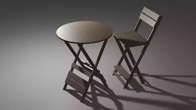 Rustic Wooden Patio Set - Folding Table and Chair