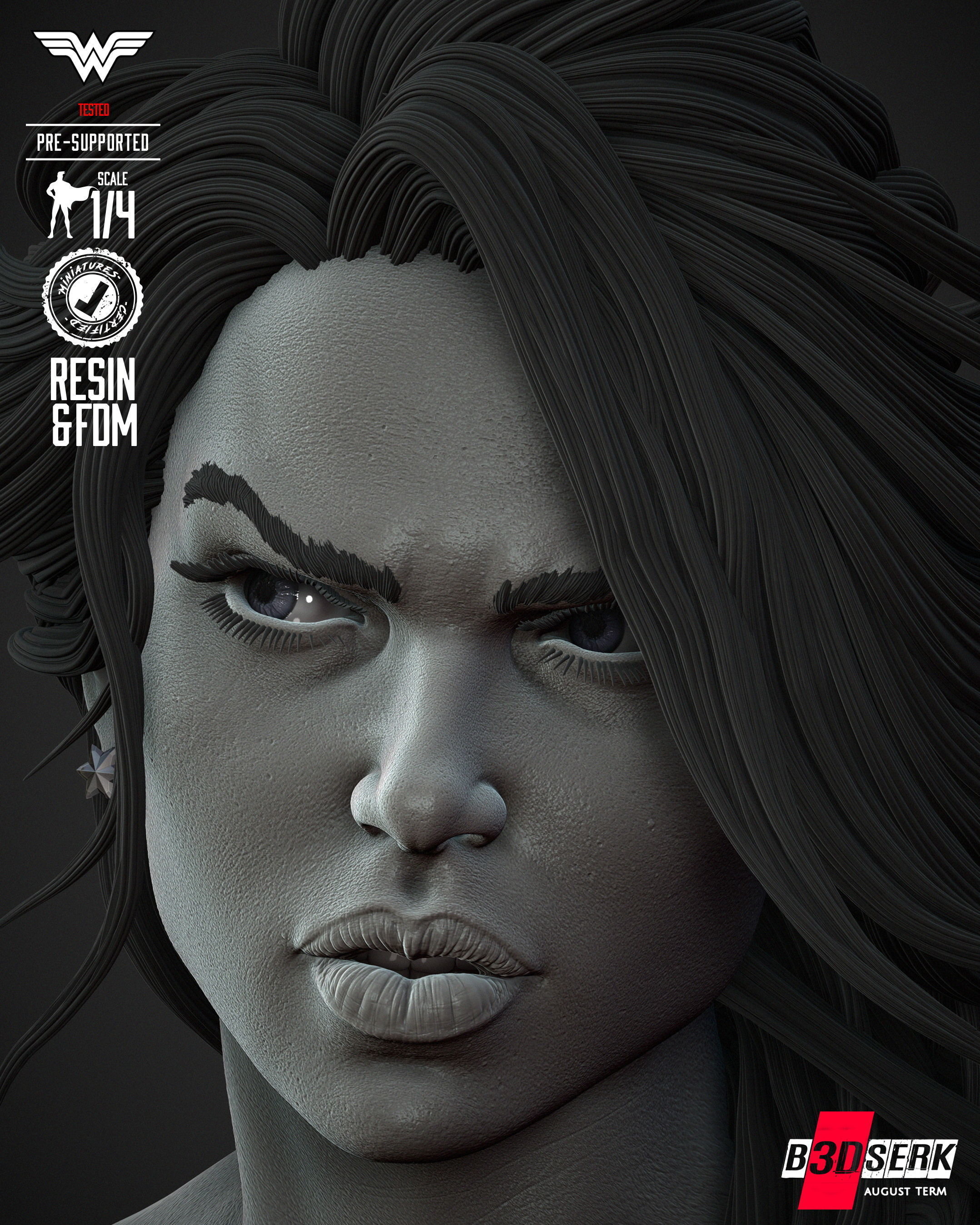 B3DSERK Wonder Girl Bust 3D print model_18