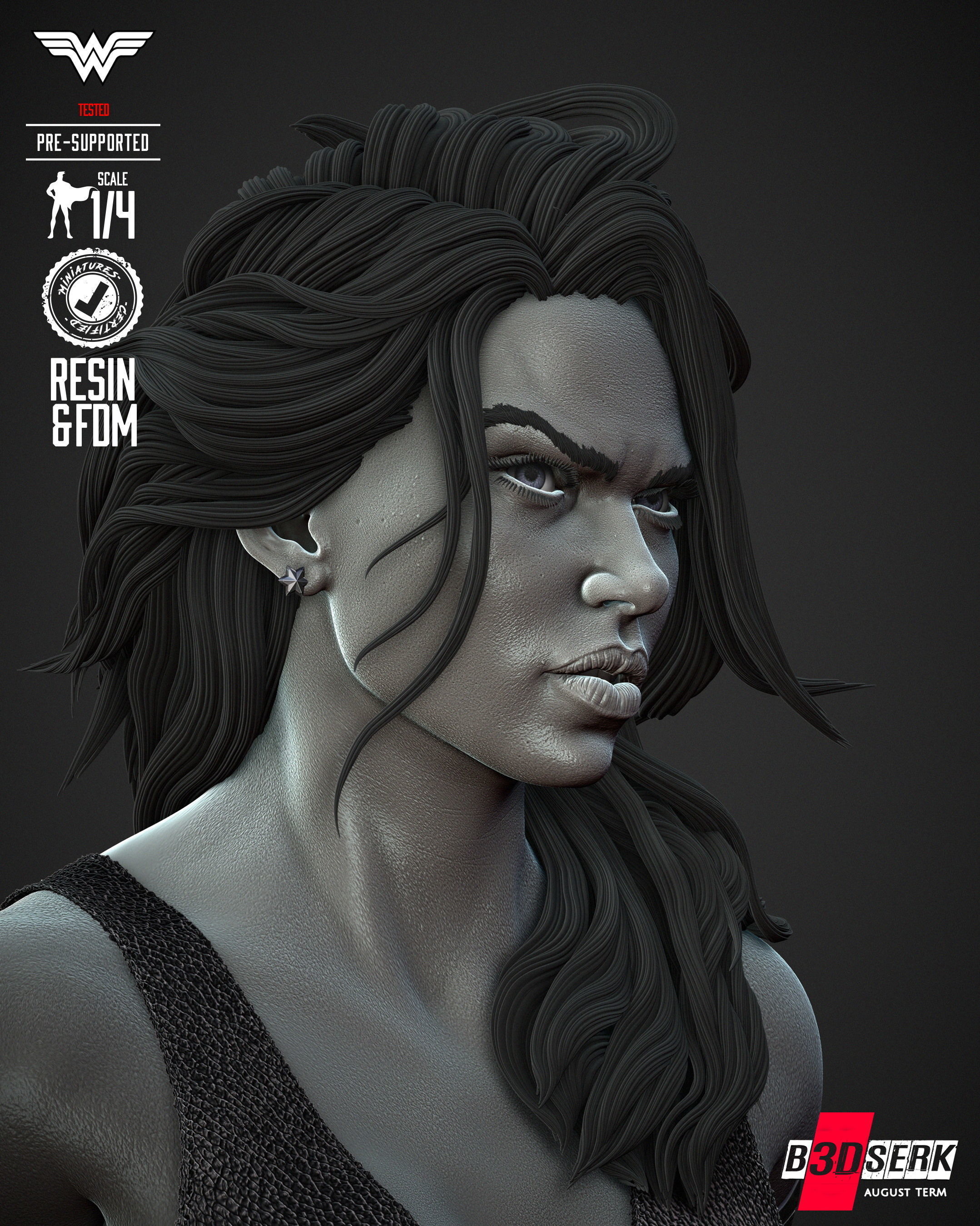B3DSERK Wonder Girl Bust 3D print model_34