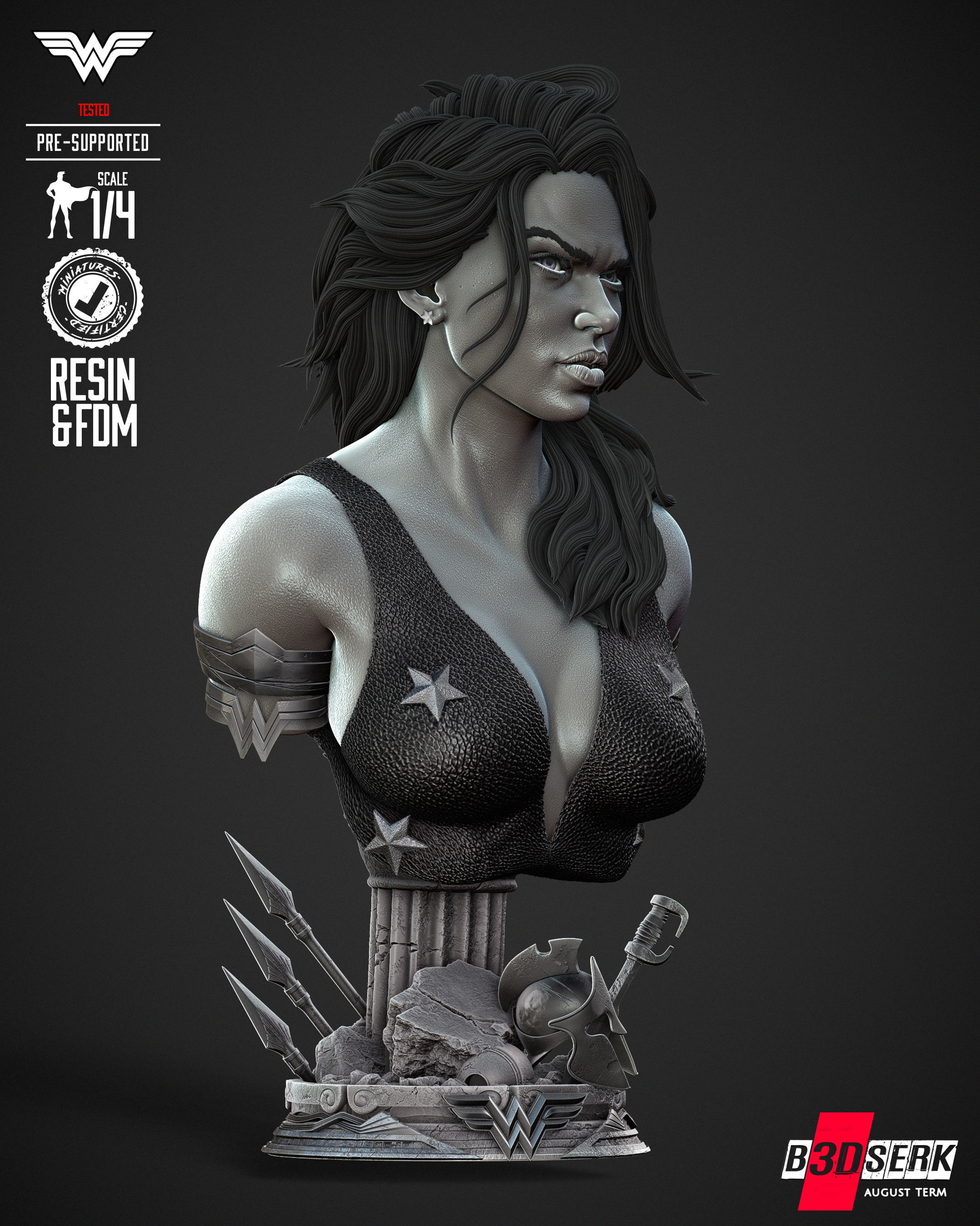 B3DSERK Wonder Girl Bust 3D print model_44