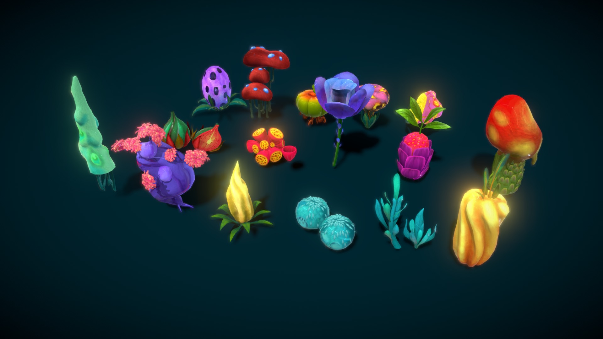 Cartoon Seaweed16 Low-poly 3D model_4