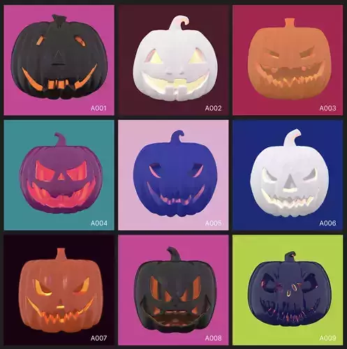 9 Spooky Jack-o-Lantern 3D Models