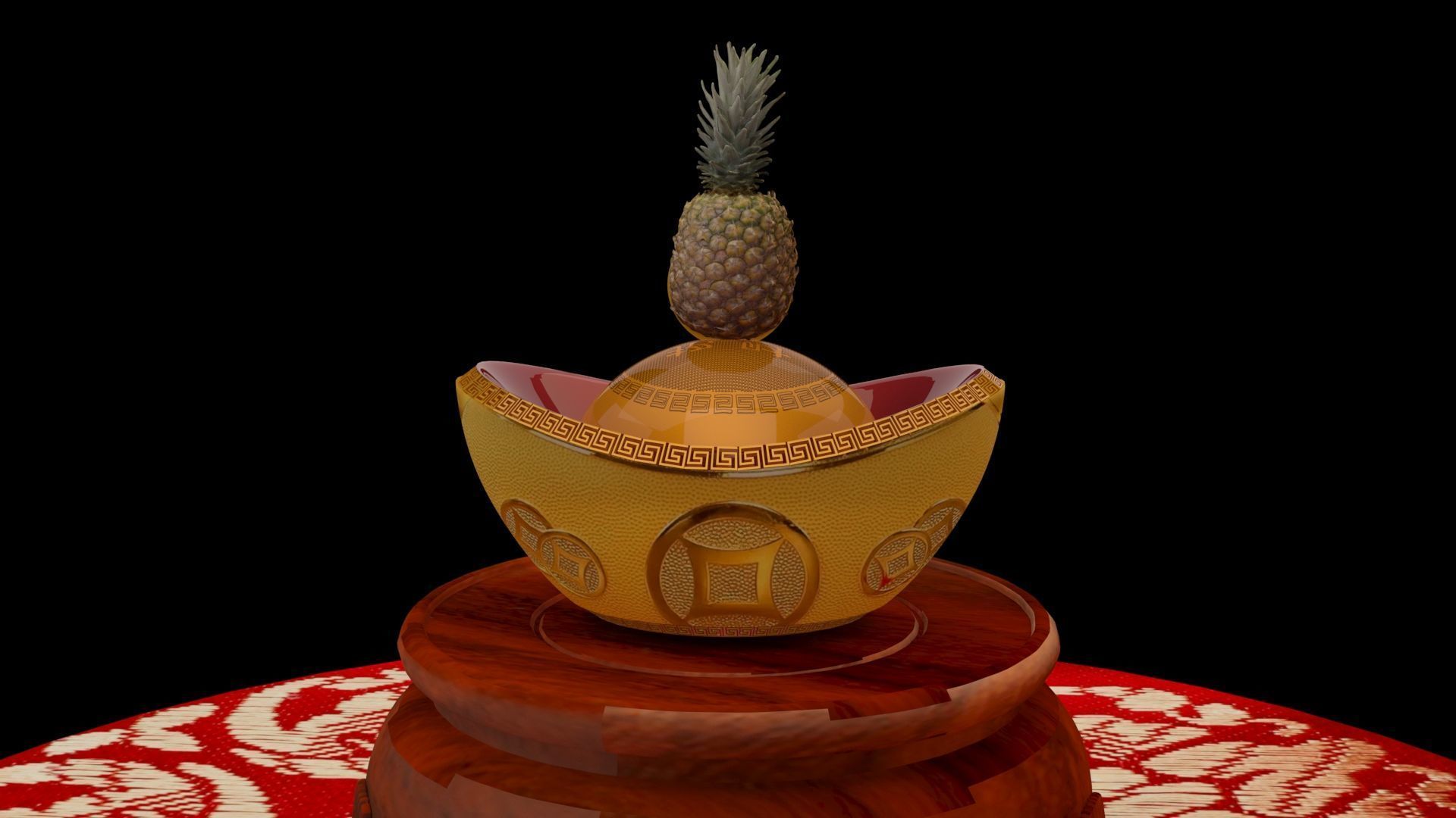  Chinese gold ingot piggy bank 3D model_5